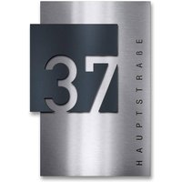 Metzler Design Hausnummernschild aus Edelstahl | 45 x 65 cm | Steiner