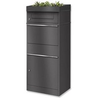 Metzler Paketbox mit Briefkasten | mit Pflanzdach | DB 703 Eisenglimmer | mit Briefeinwurf | für Pakete bis zur Größe M | rostfrei | Bispo