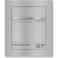 Metzler Briefkasten Unterputz | personalisiert mit Gravur | Grau | Edelstahl-Namensschild | Hugo 2