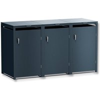 Metzler Mülltonnenbox | 3er | 240l | aus Stahl | rostfrei & massiv | Türgriff mit Schloss