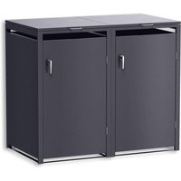 Metzler Mülltonnenbox | 2er | 240l | Eisenglimmer | aus Stahl | rostfrei & massiv | Türgriff mit Schloss DB 703 Eisenglimmer