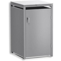 Metzler Mülltonnenbox | 1er | 240l | Grau | aus Stahl | rostfrei & massiv | Türgriff mit Schloss