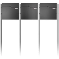 Metzler Standbriefkasten Mehrfamilienhaus | 3er | mit austauschbarem Namensschild | Eisenglimmer