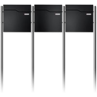 Metzler Standbriefkasten Mehrfamilienhaus | 3er | mit austauschbarem Namensschild | Schwarz