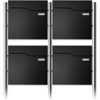 Metzler Standbriefkasten Mehrfamilienhaus | 4er | mit austauschbarem Namensschild | Schwarz