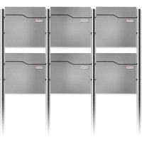 Metzler Standbriefkasten Mehrfamilienhaus | 6er | mit austauschbarem Namensschild | Grau