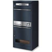 Metzler Paketbox mit Briefkasten | mit Sichtfenster | personalisiert mit Gravur | Edelstahl-Namensschild | Anthrazit RAL7016 | Bispo 3