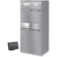 Metzler Paketbox mit Briefkasten | LED | Graualuminium | personalisiert mit Gravur | Bispo 2