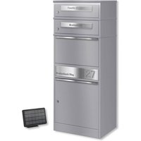Metzler Paketbox mit 2 Briefkästen | LED | Grau | personalisiert mit Gravur | Bispo 2