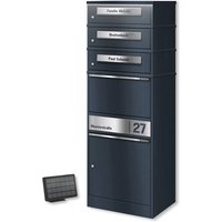 Metzler Paketbox mit 3 Briefkästen | LED | Anthrazit | personalisiert mit Gravur | Bispo 2