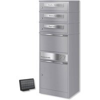 Metzler Paketbox mit 3 Briefkästen | LED | Grau | personalisiert mit Gravur | Bispo 2
