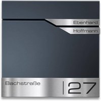 Metzler Briefkasten mit zwei Edelstahl-Namensschildern | personalisiert mit Gravur | Albrecht