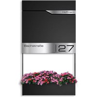 Metzler Briefkasten mit Blumenkasten | personalisiert mit Gravur | Schwarz | Siebert Frame J
