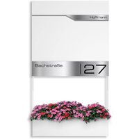 Metzler Briefkasten mit Blumenkasten | personalisiert mit Gravur | Weiß | Siebert Frame J