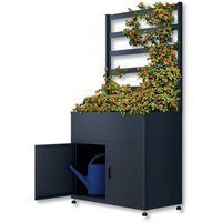 Metzler Hochbeet mit Stauraum | Pulverbeschichtet | mit Pflanzgitter | 100 x 190 x 50 cm