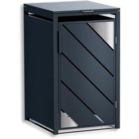 Metzler Mülltonnenbox mit Edelstahl Akzenten | 1er | 240l | Anthrazit | mit Sichtstreifen | rostfrei & massiv