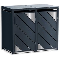 Metzler Mülltonnenbox mit Edelstahl Akzenten | 2er | 240l | Anthrazit | mit Sichtstreifen | rostfrei & massiv