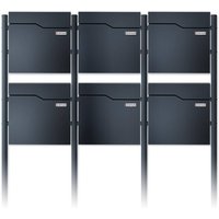 Metzler Standbriefkasten | 6er vertikal | Mit austauschbarem Namensschild | Anthrazit