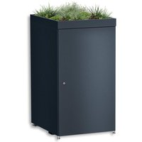 Metzler Mülltonnenbox mit Pflanzdach | 1er | 240l | aus Aluminium | rostfrei & massiv | Anthrazit RAL 7016