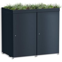 Metzler Mülltonnenbox mit Pflanzdach | 2er | 240l | aus Aluminium | rostfrei & massiv | Anthrazit RAL 7016