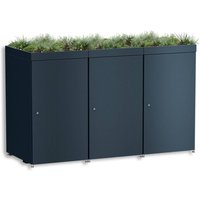 Metzler Mülltonnenbox mit Pflanzdach | 3er | 240l | aus Aluminium | rostfrei & massiv | Anthrazit RAL 7016