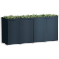 Metzler Mülltonnenbox mit Pflanzdach | 4er | 240l | aus Aluminium | rostfrei & massiv | Anthrazit RAL 7016