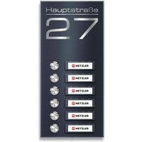Metzler Klingel Aufputz | 6 Klingeltaster | austauschbare Namensschilder | Anthrazit RAL 7016 | Tara M6