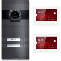 Metzler VDM10 2.0 Video-Türsprechanlage | Komplettset mit austauschbarem Namensschild | 2 Klingeltaster | Plug & Play | Eisenglimmer | Neo
