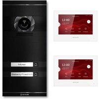 Metzler VDM10 2.0 Video-Türsprechanlage | Komplettset mit austauschbarem Namensschild | 2 Klingeltaster | Plug & Play | Schwarz | Neo