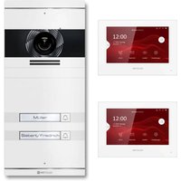 Metzler VDM10 2.0 Video-Türsprechanlage | Komplettset mit austauschbarem Namensschild | 2 Klingeltaster | Plug & Play | Weiß | Neo