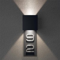 Metzler LED Hausnummer zweistellig | Außenleuchte mit Hausnummernschild | Anthrazit | Lumic
