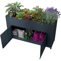 Metzler Hochbeet mit Stauraum | Pulverbeschichtet in Anthrazit RAL 7016 | 160 x 85 x 50 cm