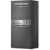 Metzler Paketbox XL mit Briefkasten | Paketkasten rostfrei | personalisiert mit Gravur | Eisenglimmer | Bispo Max 2