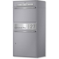 Metzler Paketbox XL mit Briefkasten | Paketkasten rostfrei | personalisiert mit Gravur | Grau | Bispo Max 2