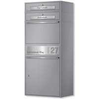 Metzler Paketbox XL mit 2 Briefkästen | Paketkasten rostfrei | personalisiert mit Gravur | Grau | Bispo Max 2