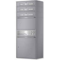 Metzler Paketbox XL mit 3 Briefkästen | Paketkasten rostfrei | personalisiert mit Gravur | Grau | Bispo Max 2