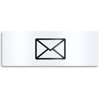 Metzler Edelstahlschild mit Briefsymbol für Paketboxen | Verkehrsweiß