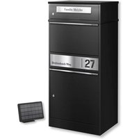 Metzler Paketbox mit Briefkasten | LED | personalisiert mit Gravur | Schwarz | Bispo 2