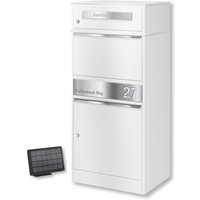 Metzler Paketbox mit Briefkasten | LED | personalisiert mit Gravur | Weiß | Bispo 2