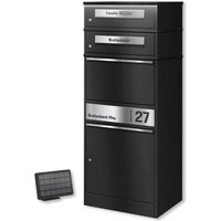 Metzler Paketbox mit 2 Briefkästen | LED | personalisiert mit Gravur | Schwarz | Bispo 2