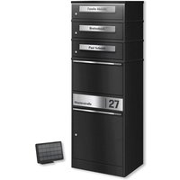 Metzler Paketbox mit 3 Briefkästen | personalisiert mit Gravur | Schwarz | Bispo 2