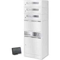 Metzler Paketbox mit 3 Briefkästen | personalisiert mit Gravur | Weiß | Bispo 2