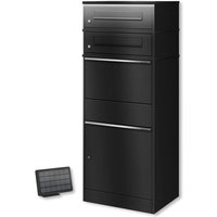 Metzler Paketbox mit 2 Briefkästen | LED | zweifacher Briefeinwurf | Schwarz | Bispo