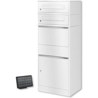 Metzler Paketbox mit 2 Briefkästen | LED | zweifacher Briefeinwurf | Weiß | Bispo