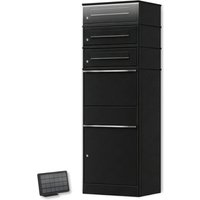 Metzler Paketbox mit 3 Briefkästen | LED | dreifacher Briefeinwurf | Schwarz | Bispo