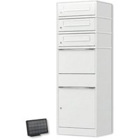 Metzler Paketbox mit 3 Briefkästen | LED | dreifacher Briefeinwurf | Weiß | Bispo