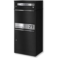 Metzler Funk-Paketbox mit Klingel & Briefkasten | personalisiert mit Gravur | Edelstahl-Namensschild | Schwarz | Bispo Funk