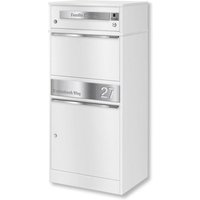 Metzler Funk-Paketbox mit Klingel & Briefkasten | personalisiert mit Gravur | Edelstahl-Namensschild | Weiß | Bispo Funk