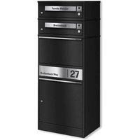 Metzler Funk-Paketbox mit Klingel & Briefkasten | personalisiert mit Gravur | Edelstahl-Namensschilder | Schwarz | Bispo Funk