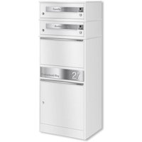 Metzler Funk-Paketbox mit Klingel & Briefkasten | personalisiert mit Gravur | Edelstahl-Namensschilder | Weiß | Bispo Funk